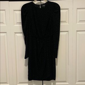 Express Black Long-Sleeve Velvet Burnout Leopard Sheath Dress